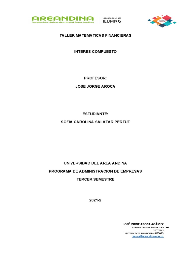 Taller Matematicas Financieras 2 | PDF | Interés | Finanzas Matemáticas