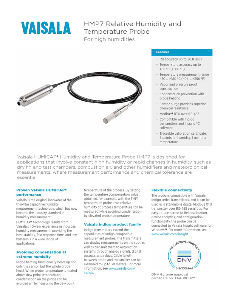 HMP7Datasheet Vaisala PDF Humidity Calibration