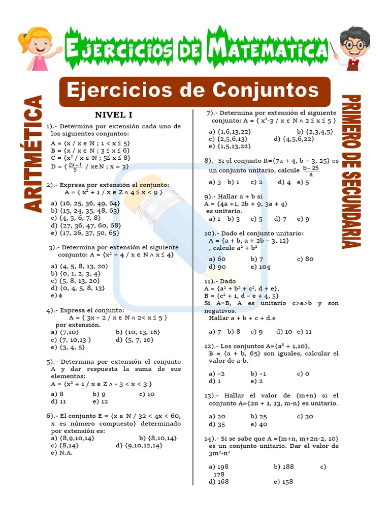 Ejercicios de Conjuntos para Segundo de Secundaria | PDF | Matemáticas