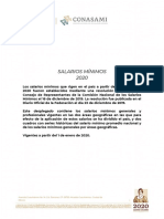 Tabla de Salarios M Nmos Vigentes Apartir Del 01 de Enero de 2020