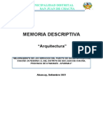 Memoria Descriptiva Arquitectura de Puesto de Salud