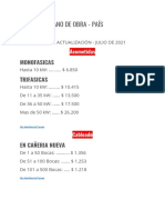 Costos Mano de Obra Electrica Agosto 2021