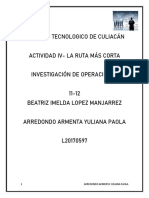 Ruta más corta ITC Culiacán Investigación Operaciones