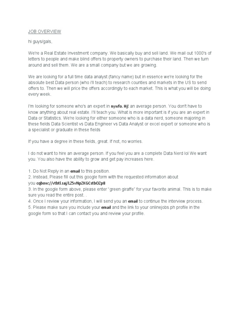 Data Scientist Job Overview | PDF