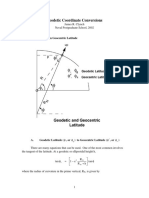 Geodetic Coordinate Conversions: I. Geodetic To/from Geocentric Latitude