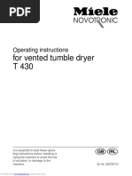 For Vented Tumble Dryer T 430: Operating Instructions