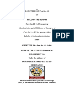 Title of The Report: A PROJECT REPORT ON