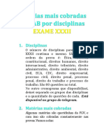 Matérias mais cobradas na OAB por disciplinas