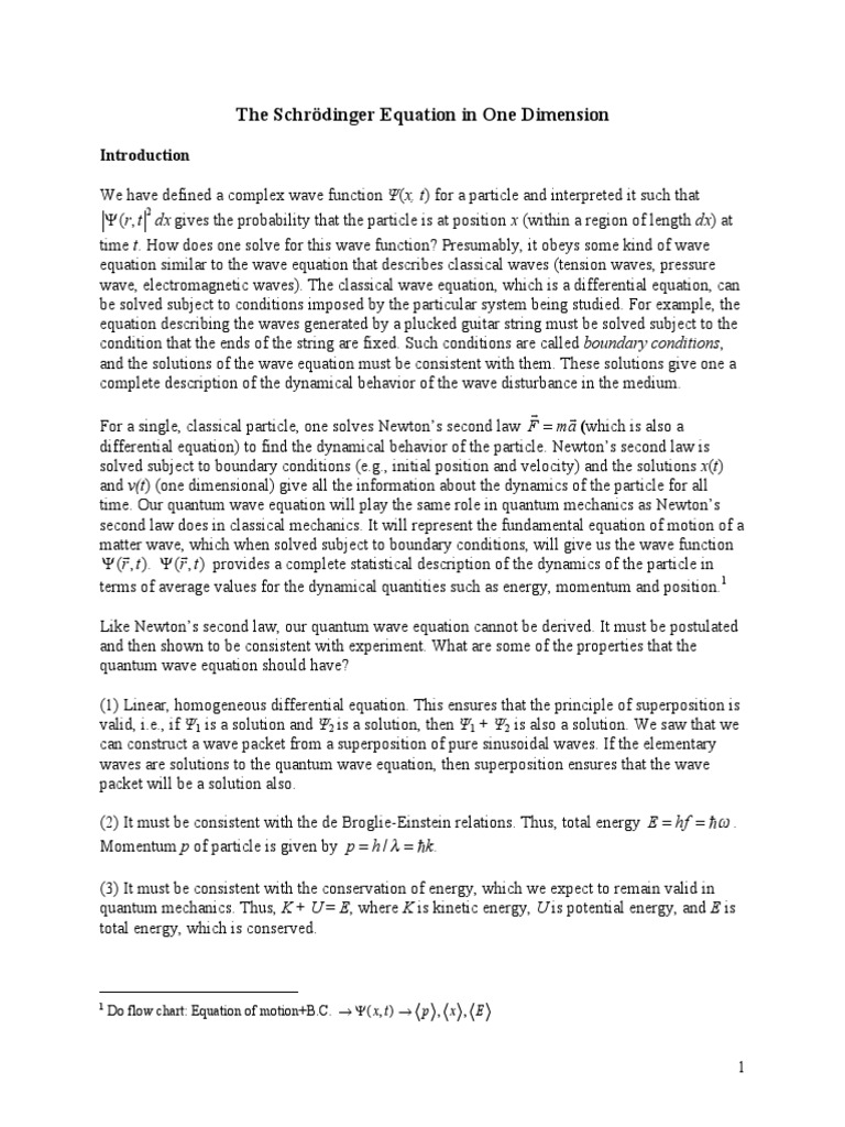 Chap7 Schrodinger Equation 1d Notes S12 Pdf Schrödinger Equation