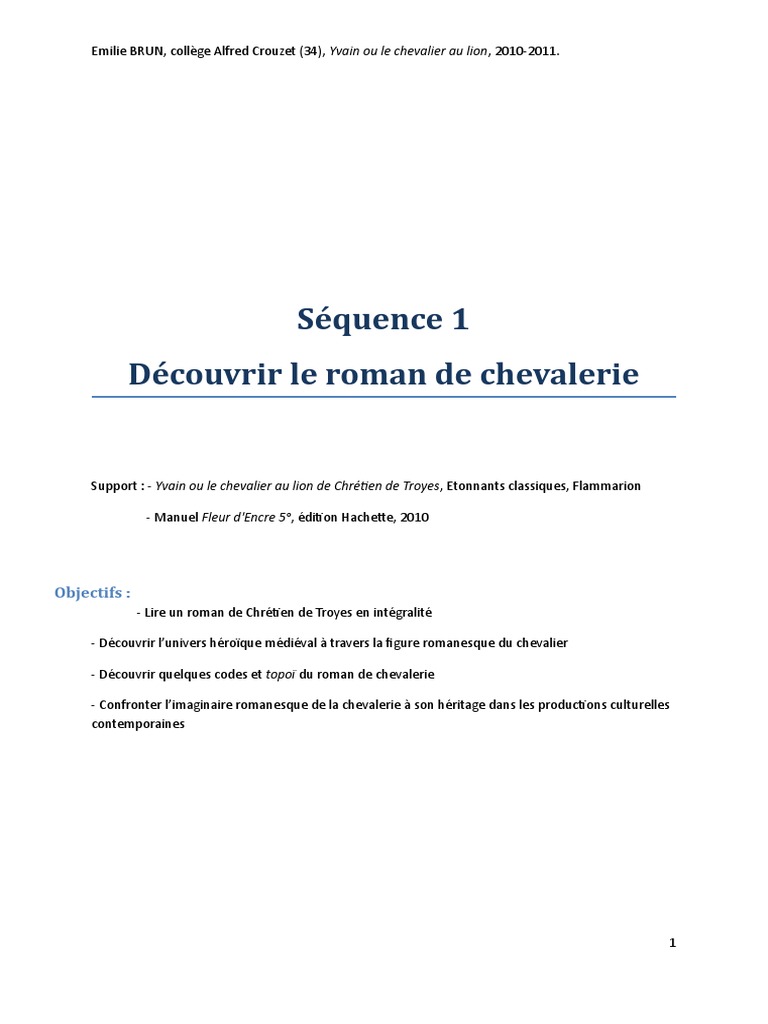 Yvain Ou Le Chevalier Au Lion Texte Intégral Pdf Gratuit 5 Yvain Ou Le Chevalier Au Lion | PDF | Chevalerie | Littérature médiévale