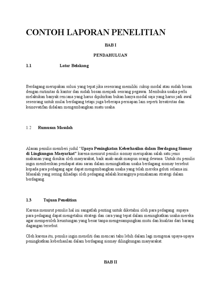 Contoh Laporan Penelitian | PDF