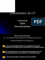 Questionário de LP- Tema Descontinuidades.show do milhão