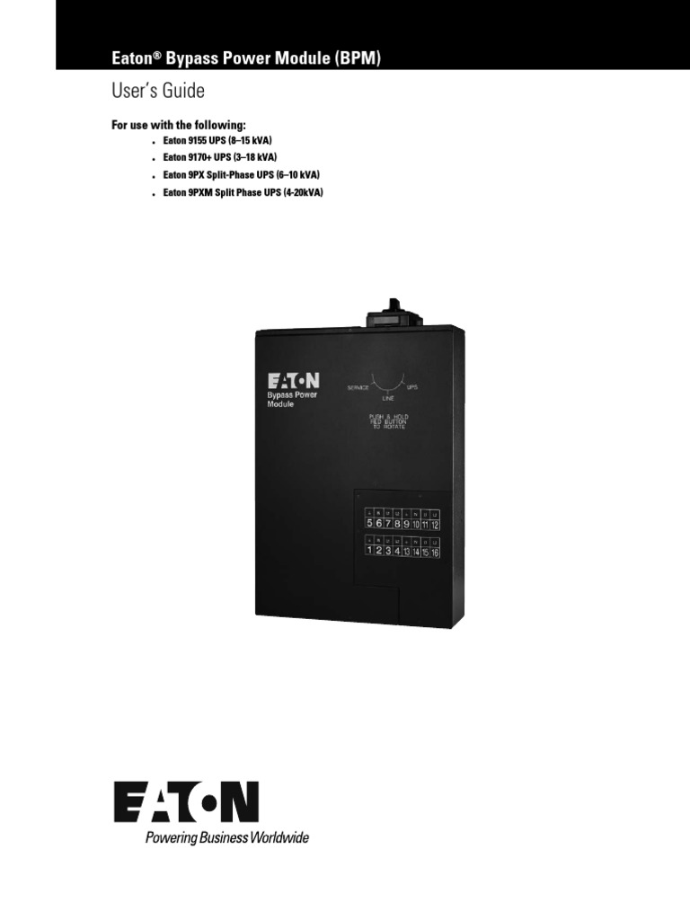 Eaton Bypass Power Module User Guide Manual Rev4 PDF Electrical