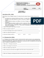 Worksheet 1: History of Atom: Name: Date: Score: /20 Grade & Section: Teacher