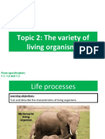 Topic 2: The Variety of Living Organisms: From Specification: 1.1, 1.2 and 1.3