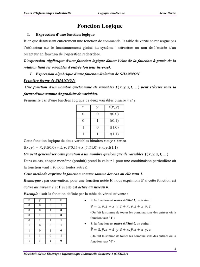 Expression et simplification logique | PDF | Fonction (Mathématiques ...
