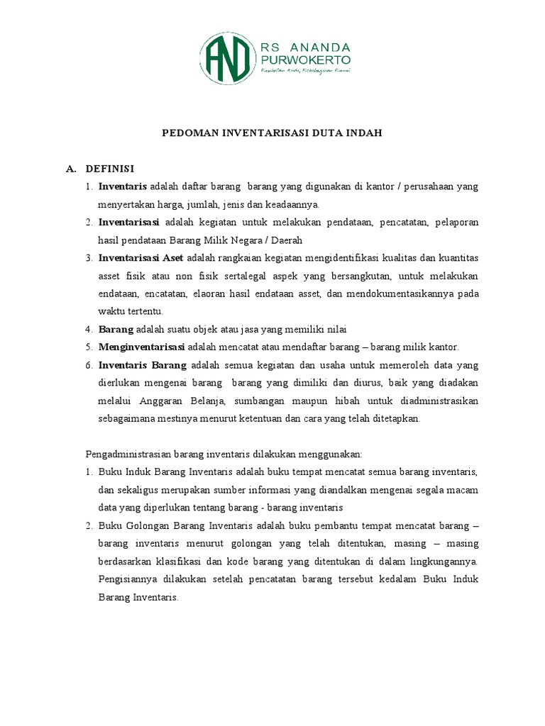 Contoh Pedoman Inventarisasi | PDF