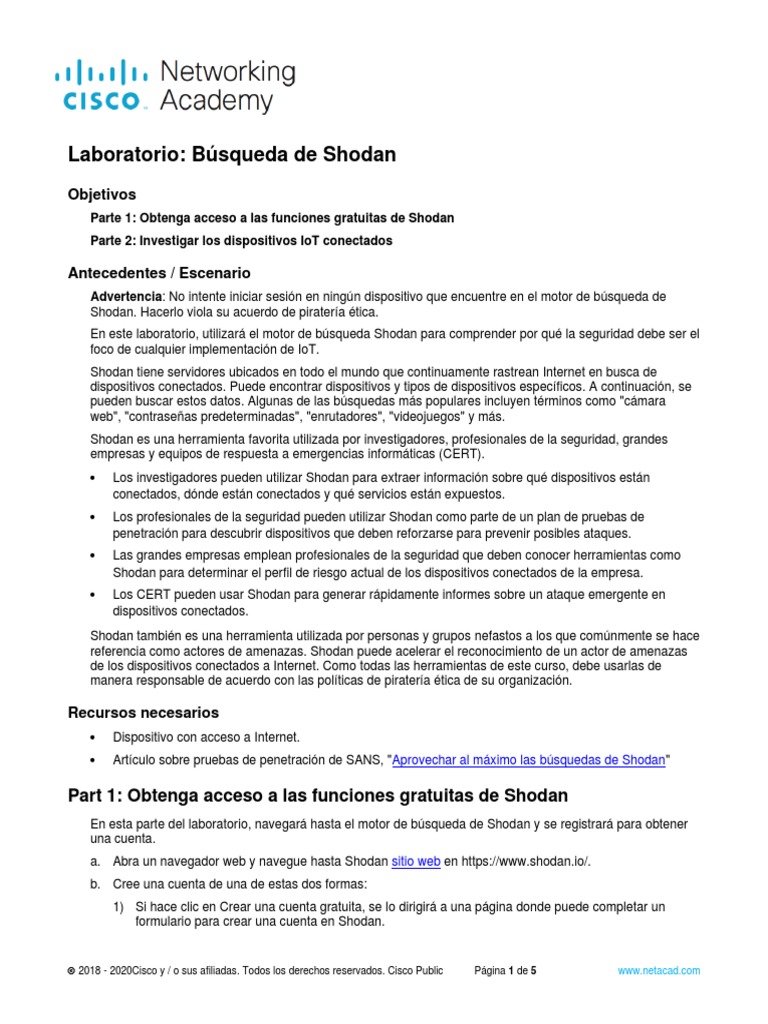 1.1.1.6 Lab - Shodan Search - En.es | PDF | Internet | Internet de las ...
