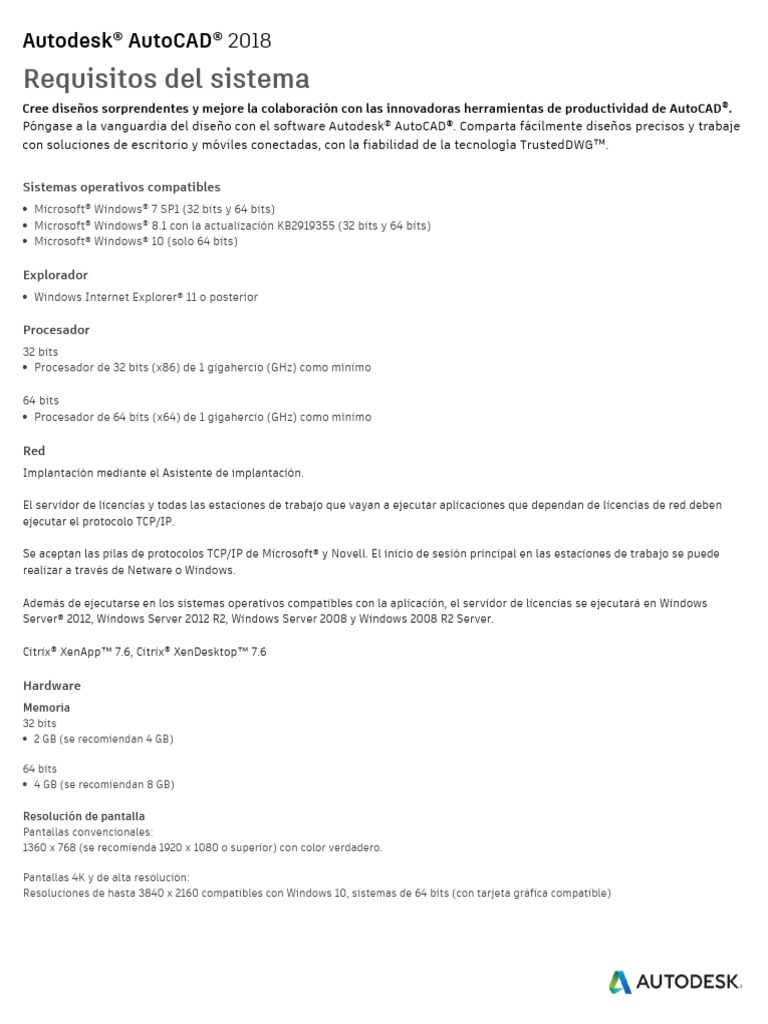 AutoCAD 2018 System Requirements-ES-LA | Descargar gratis PDF | Cad ...
