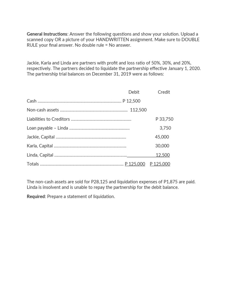 Partnership Liquidation Statement Guide | PDF