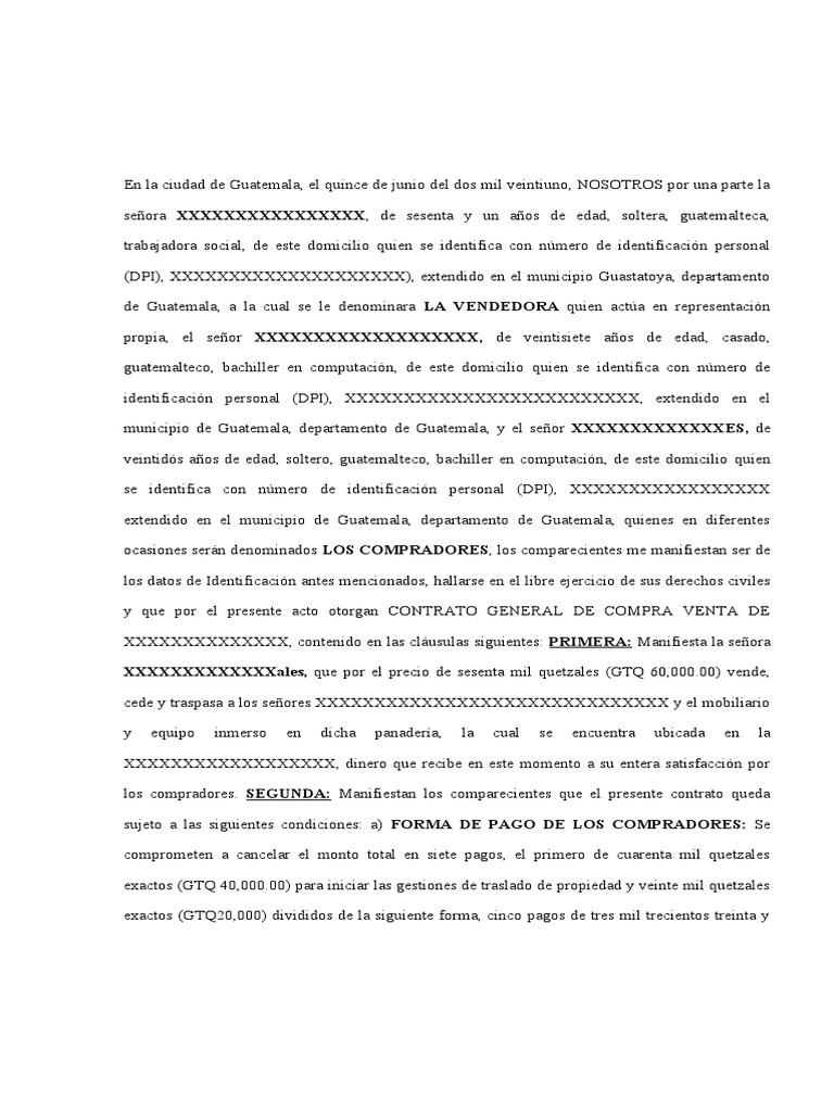 Contrato de Compraventa en Guatemala | PDF | Guatemala