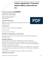 Examen - (ACDB1-20%) Actividad Suplementaria - Propuestas de Planificación Didáctica ERCA y Desarrollo Del Pensamiento Crítico