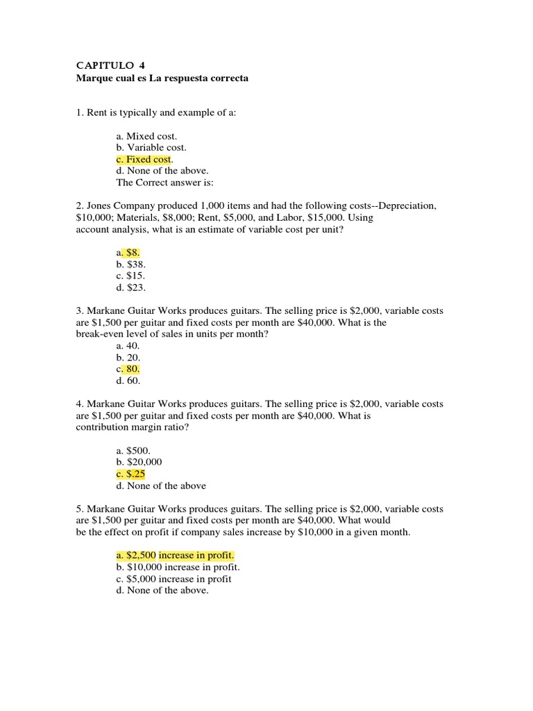 Cost Analysis and Profitability Questions | PDF | Economics | Accounting