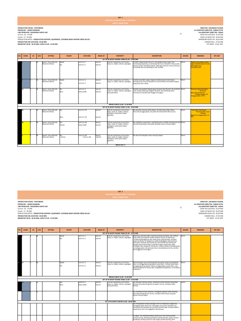 Jadwal Syuting Film Popscene | PDF