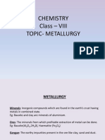 Chemistry Class - VIII Topic-Metallurgy