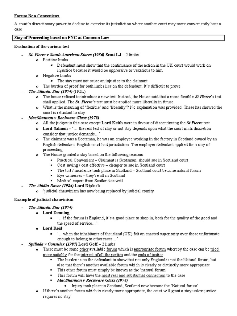 Forum Non Conveniens PDF Jurisdiction Justice