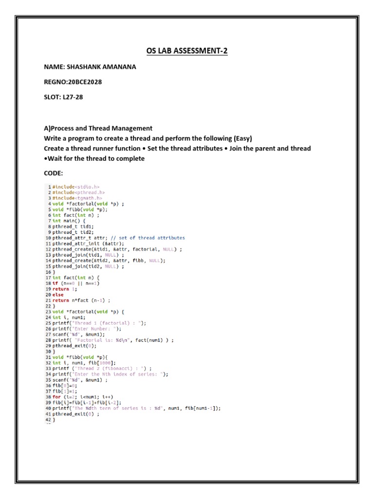 Os Lab Assessment-2 | PDF | Thread (Computing) | Scheduling (Computing)