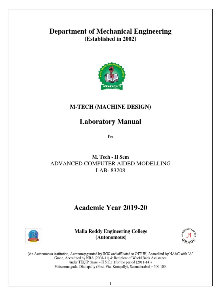 M-Tech Machine Design Lab Manual | PDF | Engineering Tolerance ...