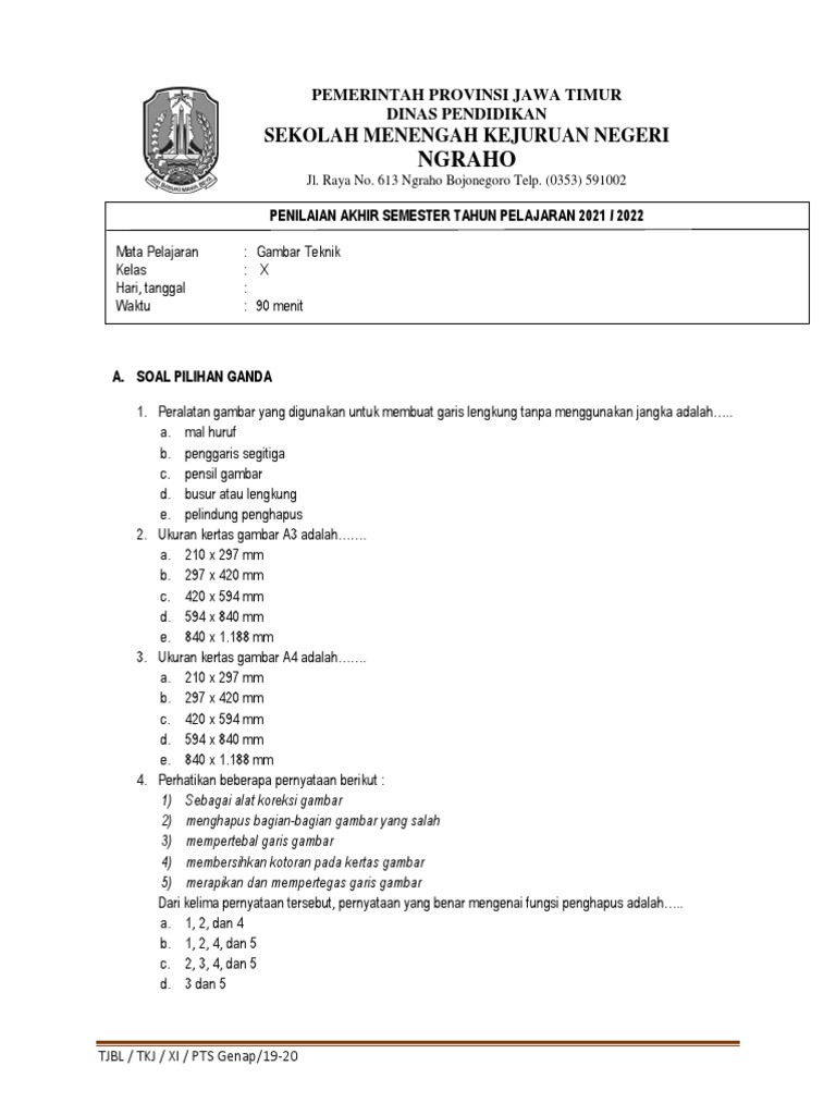 Soal Gambar Teknik X DPIB & X BKP | PDF