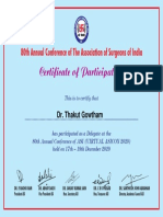 Certificate of Participation: 80th Annual Conference of The Association of Surgeons of India