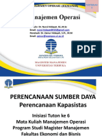 Pertemuan 6 Perencanaan Sumber Daya - Perencanaan Kapasitas UT