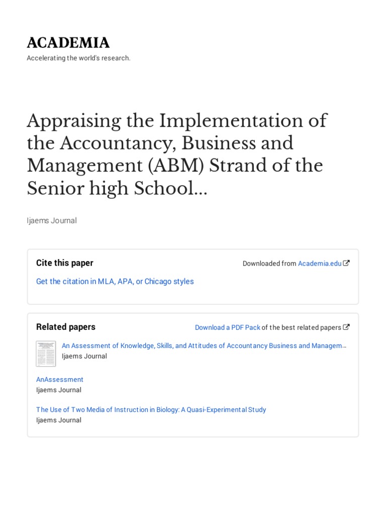 Evaluating ABM Strand Implementation | PDF | Teachers | Teaching Method