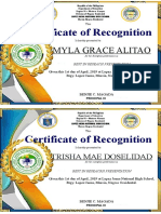 Certificate of Recognition: Myla Grace Alitao