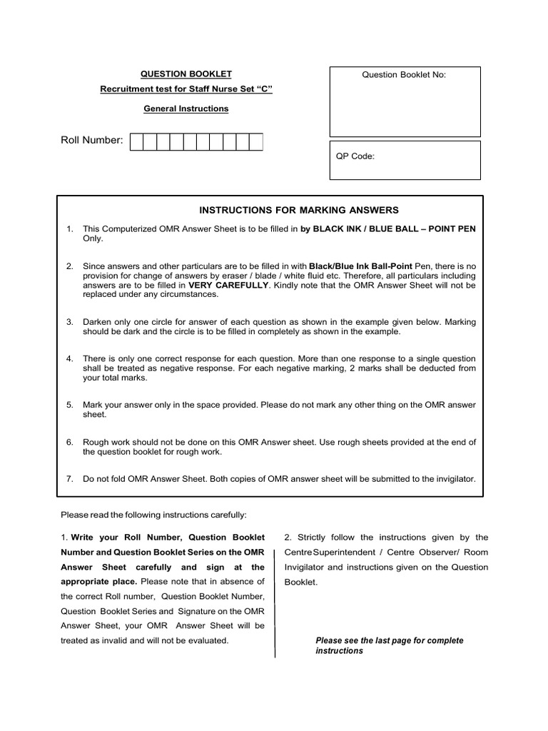 Question Paper Staff Nurse Set C PDF Cancer Breast Cancer