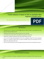 Manisha Patawari and DR Sanjay Prakash Srivastava Critical Analysis of Impact of GST On Synthetic Fibre Segment of Textile Sector