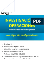 Investigación de Operaciones - Administración de Empresas - PRESENTACION