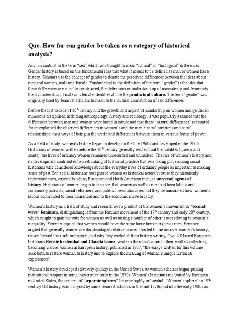 Gender as Historical Analysis Category | PDF | Gender | Gender Studies