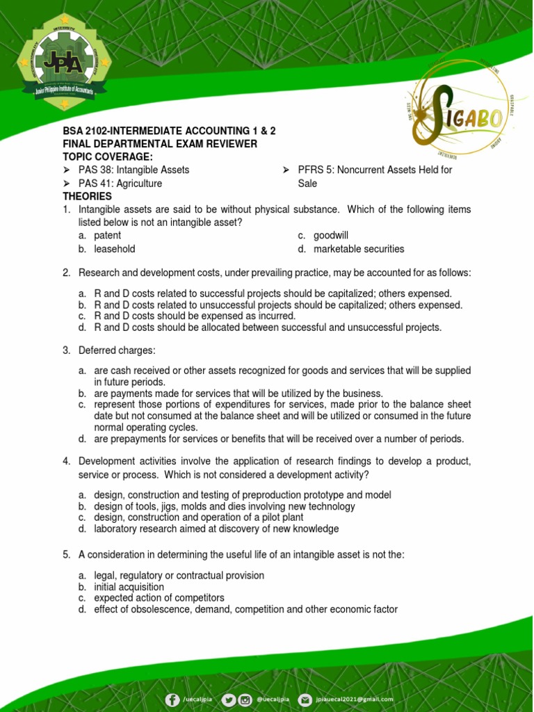 Intermediate Accounting Exam Review | PDF | Book Value | Fair Value