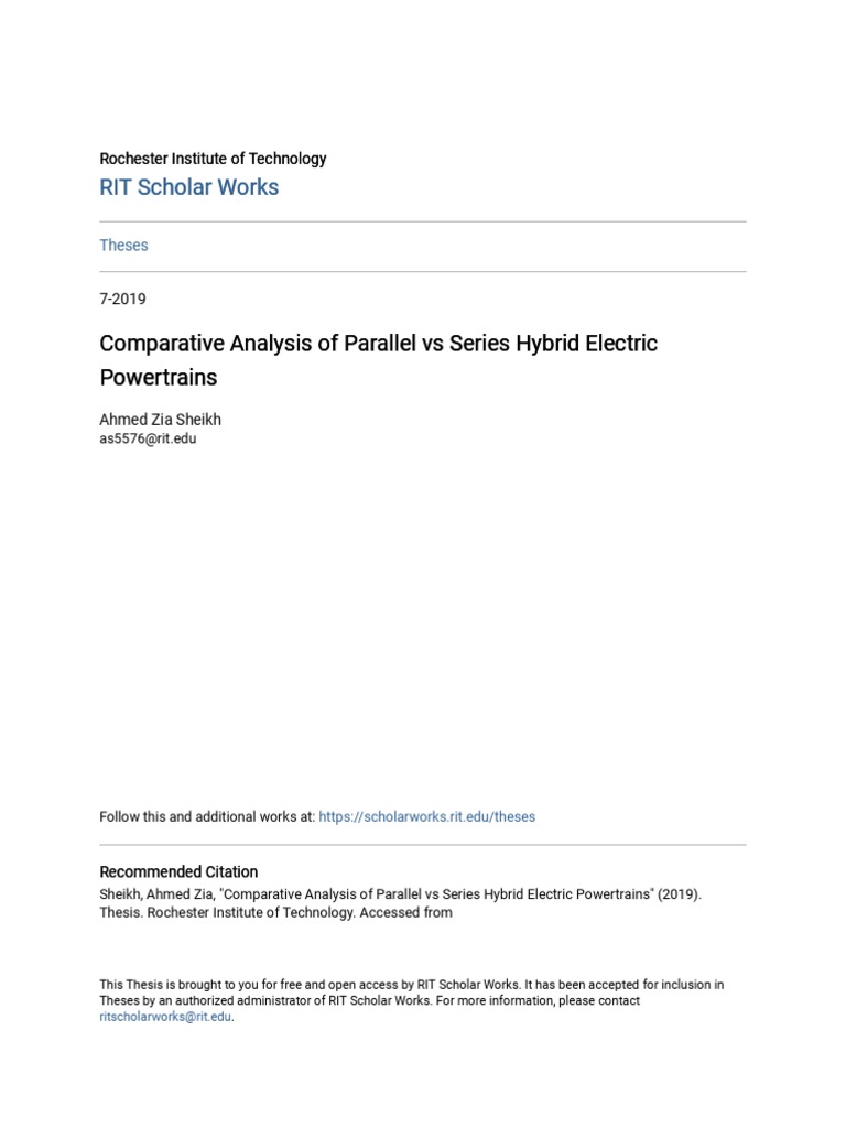 Comparative Analysis of Parallel Vs Series Hybrid Electric Powert | PDF ...
