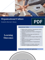 Organizational Culture: Presented By: Mery Jane G. Manzano