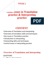 Week 1: Some Issues in Translation Practice & Interpreting Practice