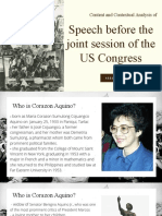 Speech Before The Joint Session of The US Congress: Content and Contextual Analysis of