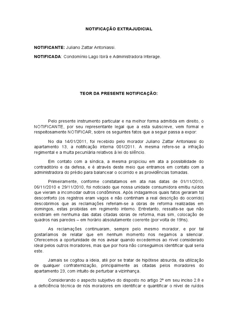NOTIFICAÇÃO EXTRAJUDICIAL  multa