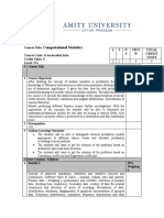 Computational Statistics Syllabus