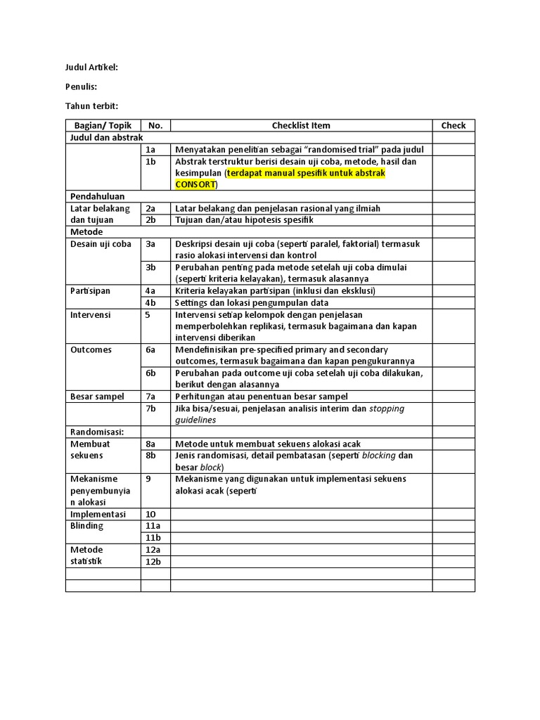 Checklist CONSORT 2025 untuk Uji Coba | PDF | Teknologi & Rekayasa