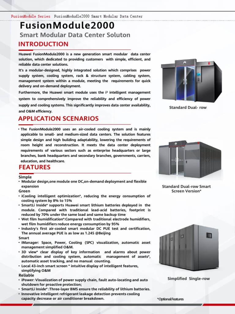 FusionModule2000 Smart Modular Data Center Datasheet PDF Data